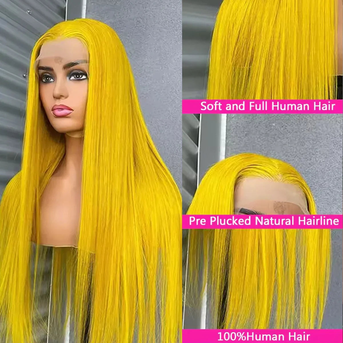200% Density Light Yellow Straight 613 HD Transparent Lace Front Wig | 13x6 & 13x4 Lace Frontal Human Hair Wig for Women