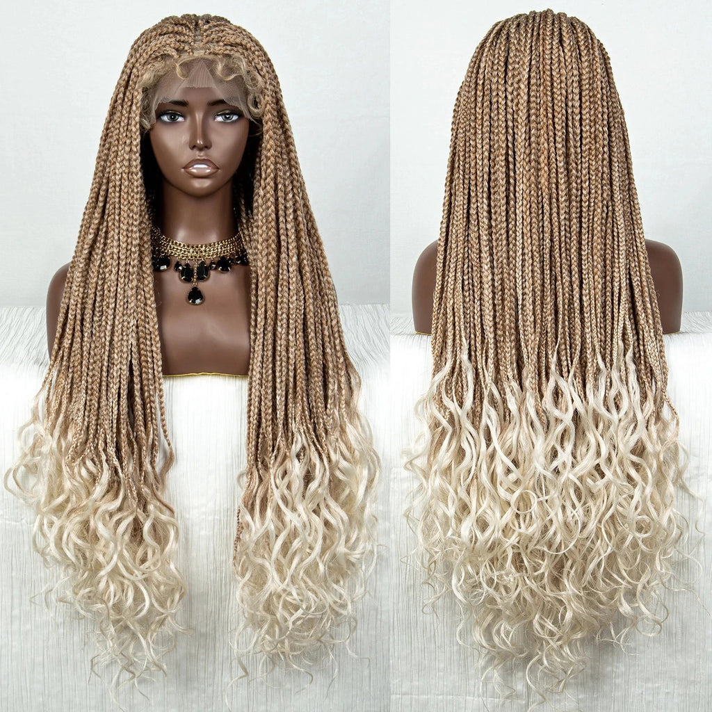 36" 613 Blonde Braided Wig | Lace Front | Baby Hair | Colored Braids
