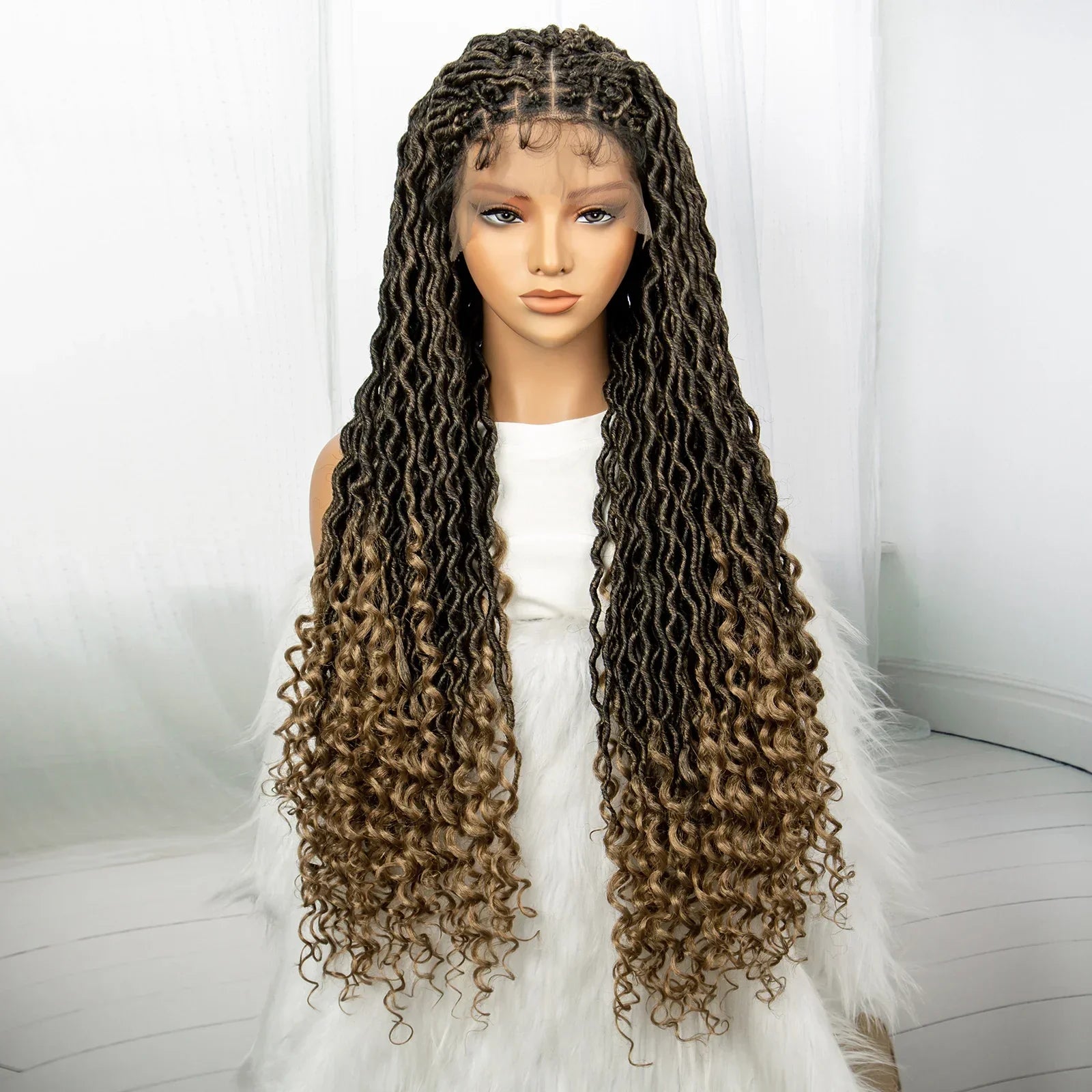 32 Inch Goddess Locs Lace Front Wig | Curly Ends | Faux Locs | Synthetic Hair | With Baby Hair