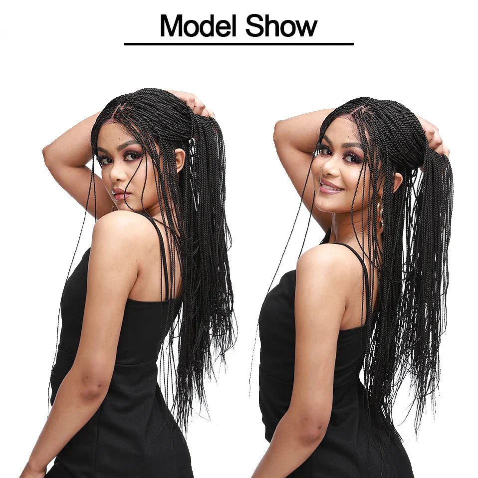 30" Box Braids Lace Front Wig | Baby Hair | Afro Synthetic Braids | Black Women