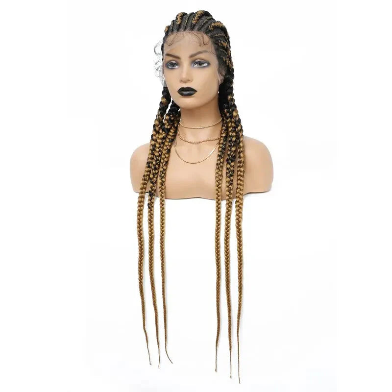 36" Jumbo Dutch Twins Cornrow Braided Lace Front Wig | Full Lace | Synthetic Crochet Hair | Black Women