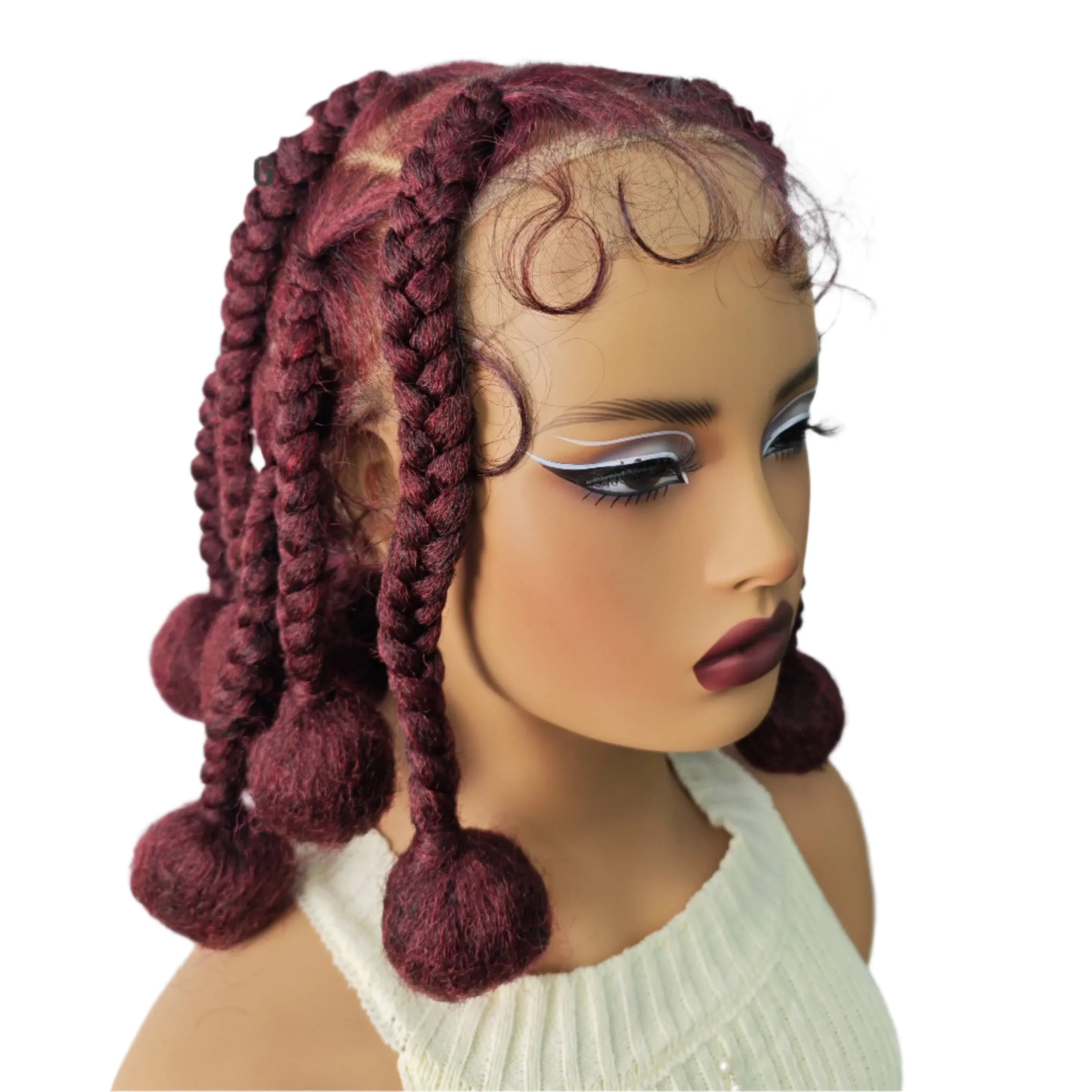 12" Ombre #27 Synthetic Braided Wig - Transparent Lace Front, Box Braids, Baby Hair