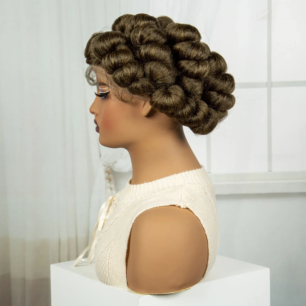 6" Short Bantu Knotless Braids Wig | 1B/30 Ombre | Full Lace