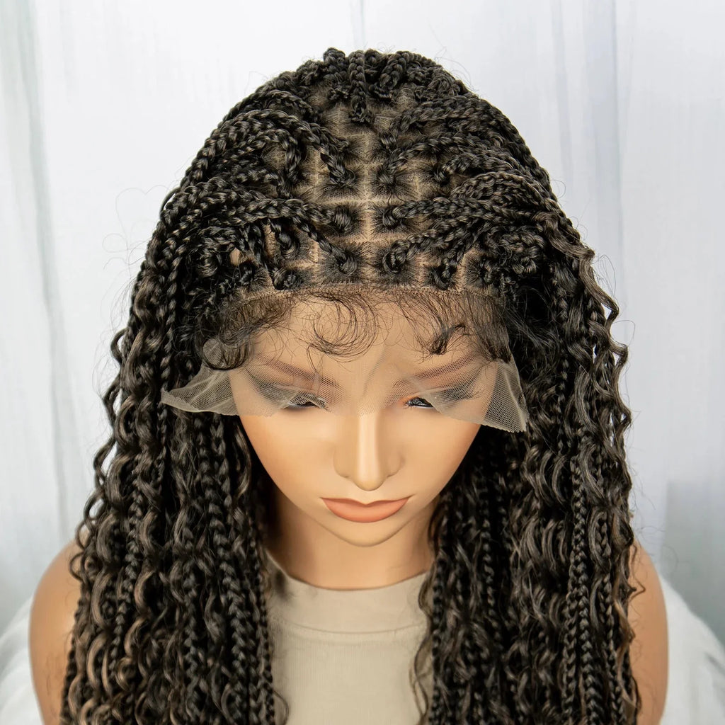 32" Boho Knotless Box Braids Wig | Lace Front | Baby Hair | Black Women