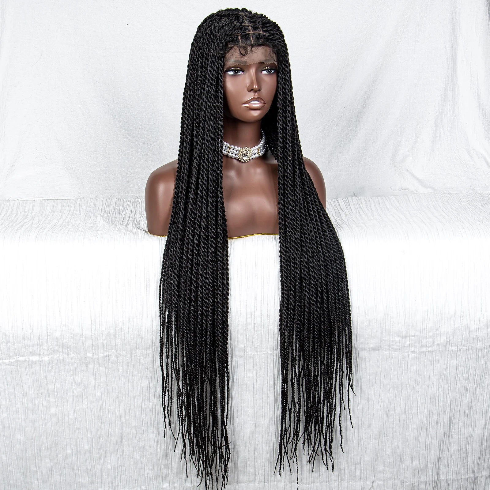 40" Long Straight Braided Wig | Full Lace | Baby Hair | Colored Braids