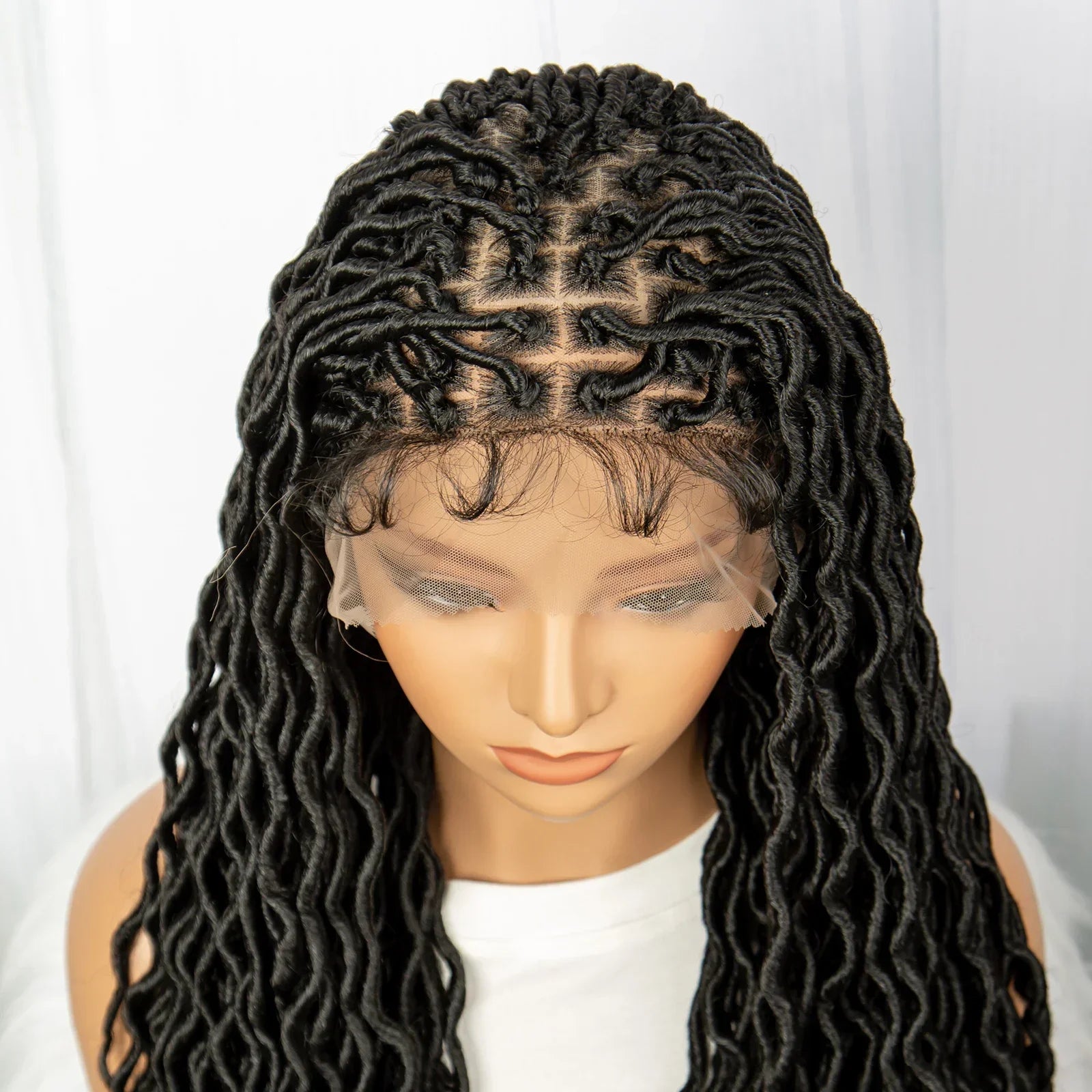 32 Inch Goddess Locs Lace Front Wig | Curly Ends | Faux Locs | Synthetic Hair | With Baby Hair