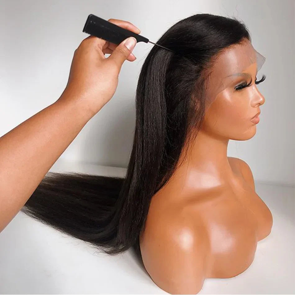 250% Density Light Yaki Straight 13x6 HD Lace Frontal Human Hair Wig