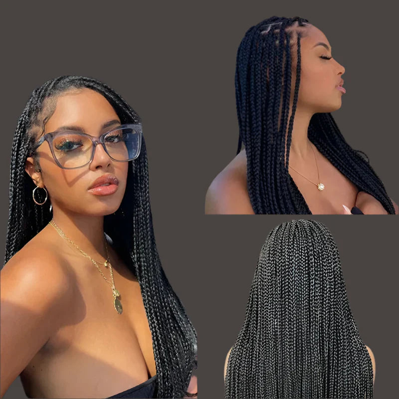 36" Knotless Box Braids Lace Front Wig | Full Lace Front Braided Wig | Synthetic Braids for Black Women