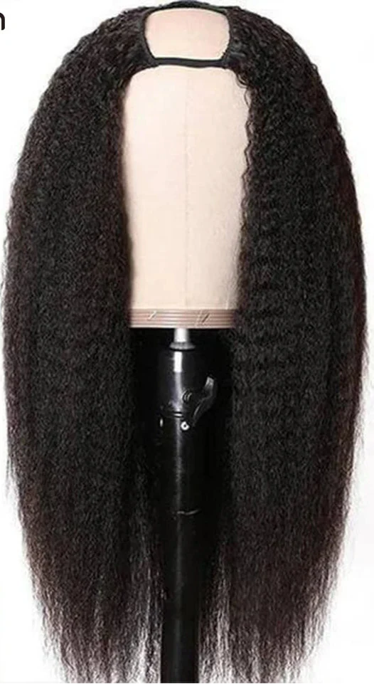 22-Inch Kinky Straight U-Part Wig | Glueless V-Shape Human Hair