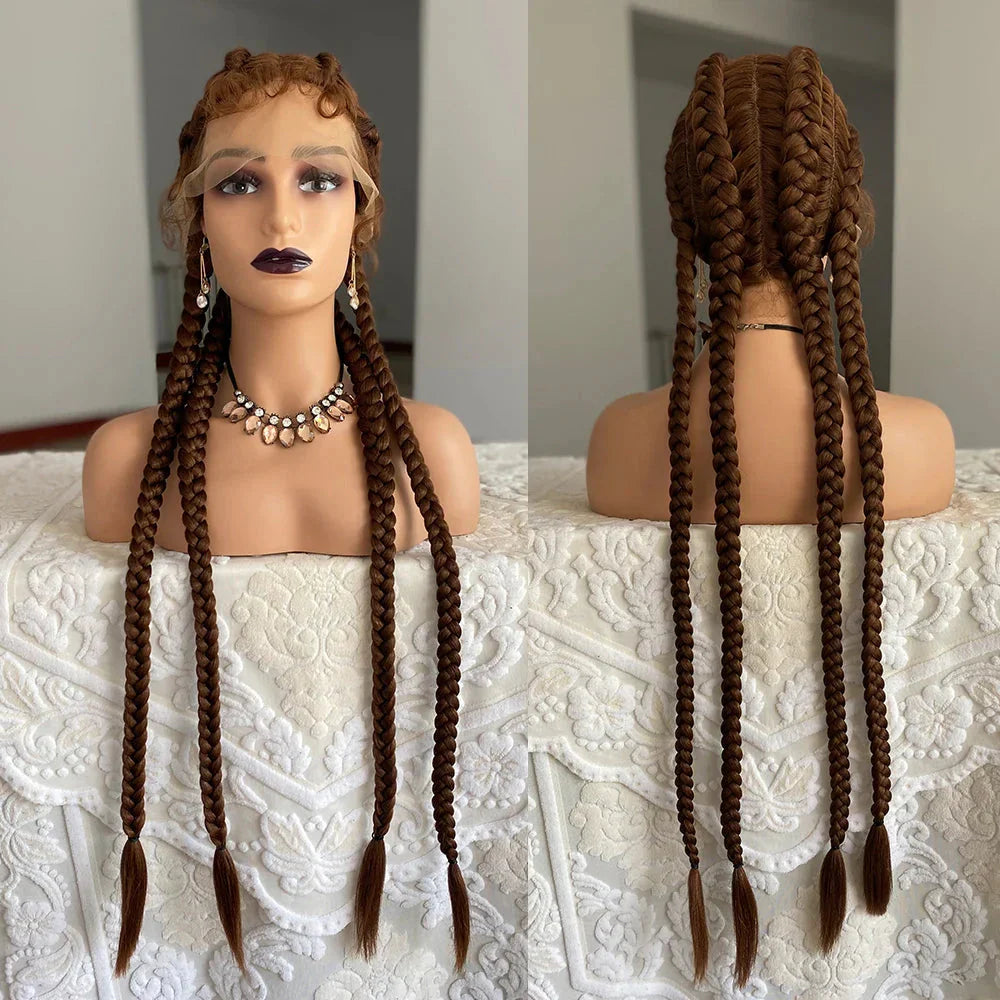 32" Twist Cornrow Braids Wig | Lace Front | Baby Hair | DIY & Cosplay | Synthetic