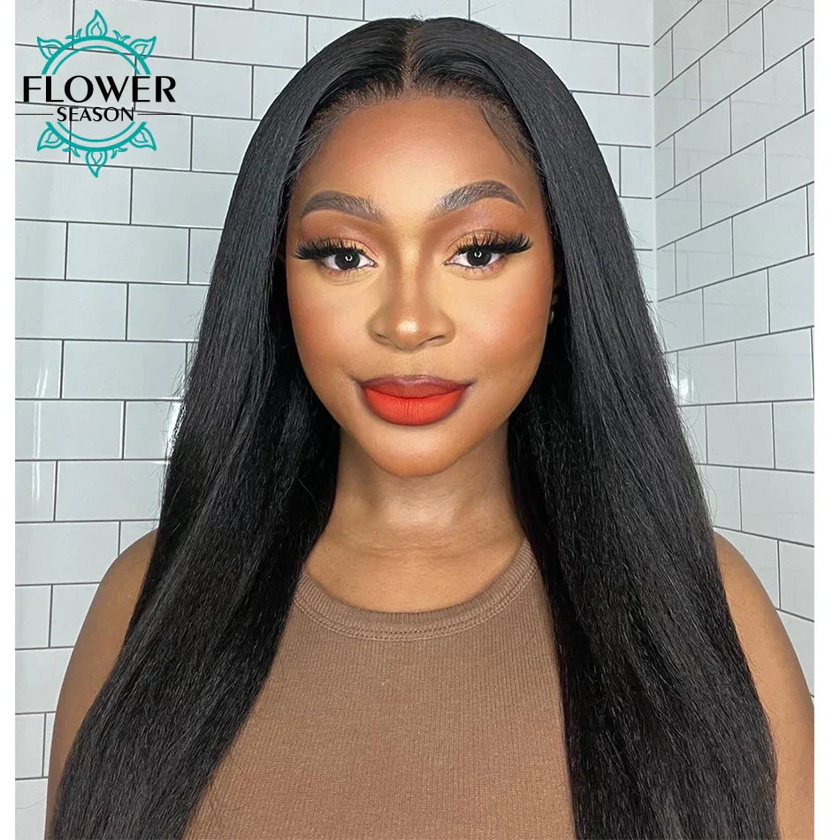 250% Density Light Yaki Straight 13x6 HD Lace Frontal Human Hair Wig