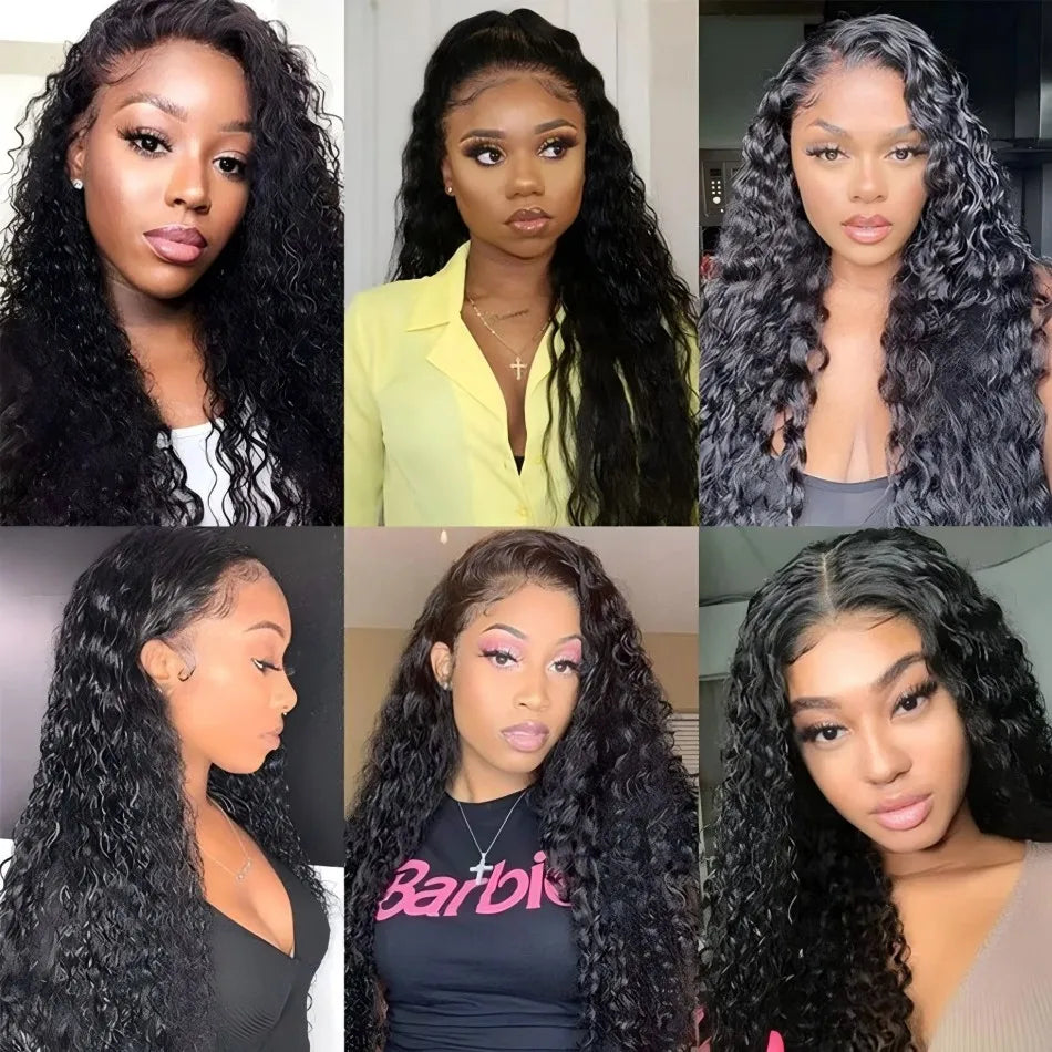 40 Inch Curly Deep Wave HD Lace Frontal Human Hair Wig | 13x6 Water Wave & 13x4 Lace Front Wig (Brazilian Remy)