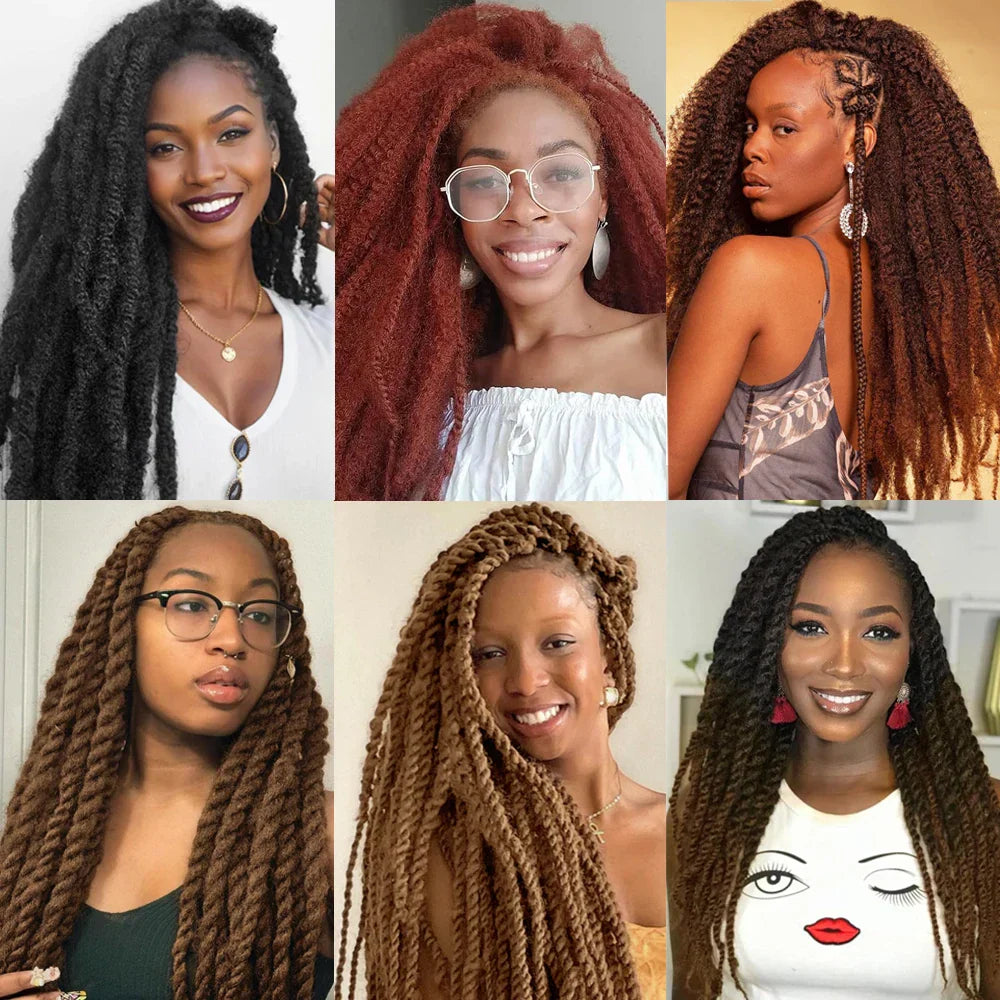 18" Marley Twist Braiding Hair | Crochet Braids | Afro Twist Kinky Hair Extensions | Ombre Colors | 30 Strands/Pack