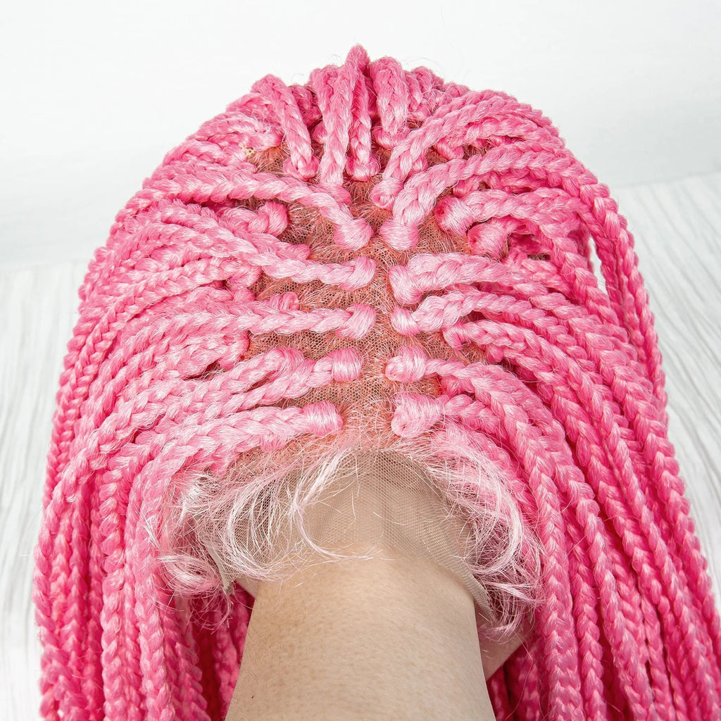 36" Water Wave Braided Wig | Lace Front | Baby Hair | Long Braids