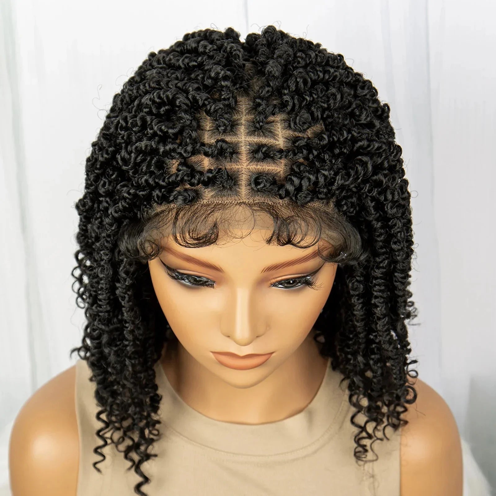 1B/27 Short Passion Twist Lace Front Wig | Knotless Braids | Baby Hair | Synthetic Twist Spring Wig