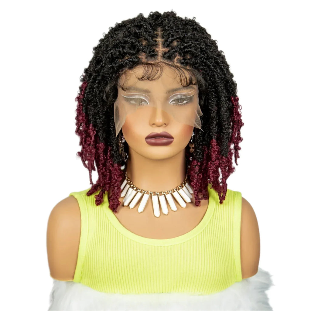 14 Inch Butterfly Locs Bob Wig | Transparent Lace Front Synthetic Braiding Hair (Crochet Braids)