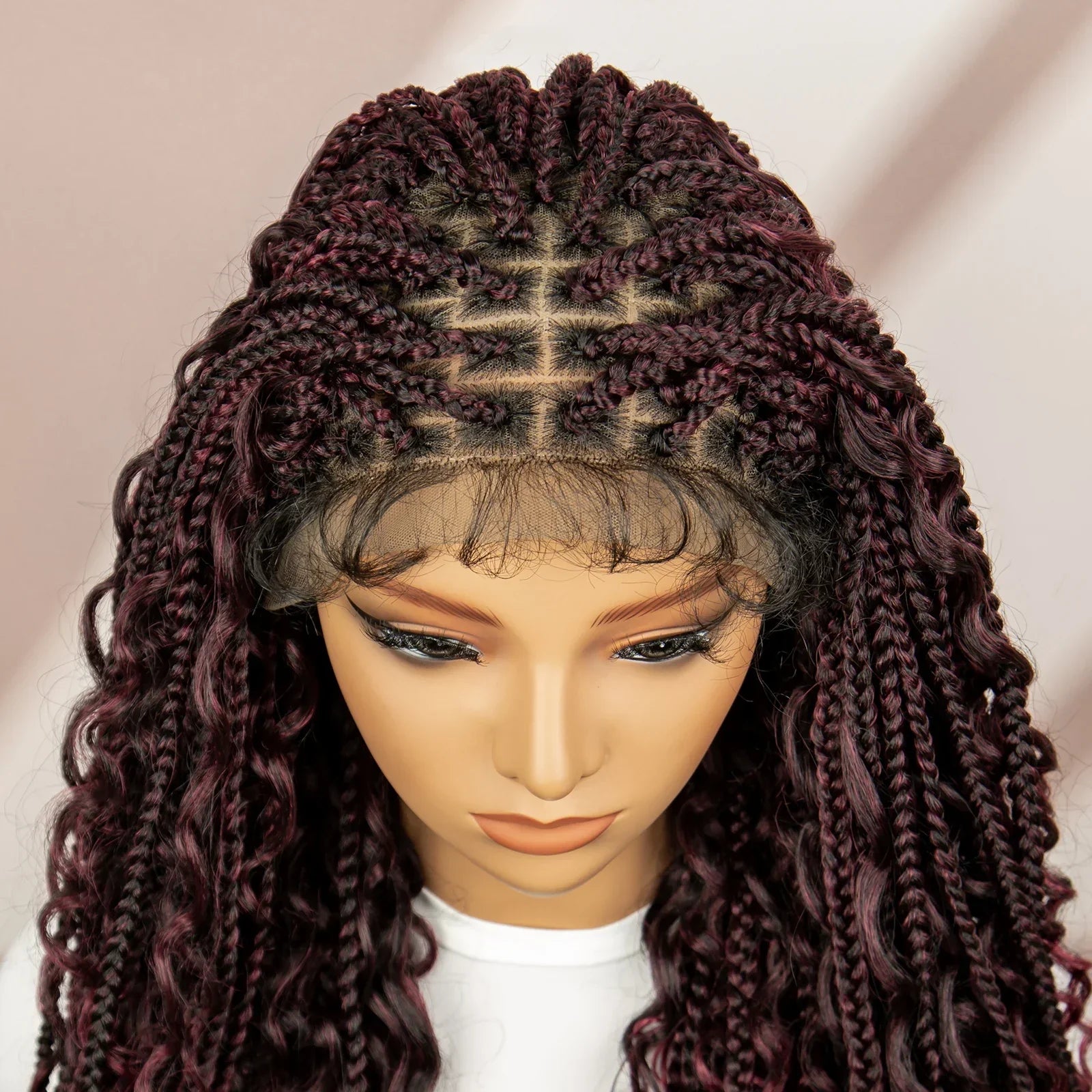 32" Boho Knotless Braided Wig | Bohemian Box Braids | Lace Front Wig with Baby Hair | Synthetic Hair