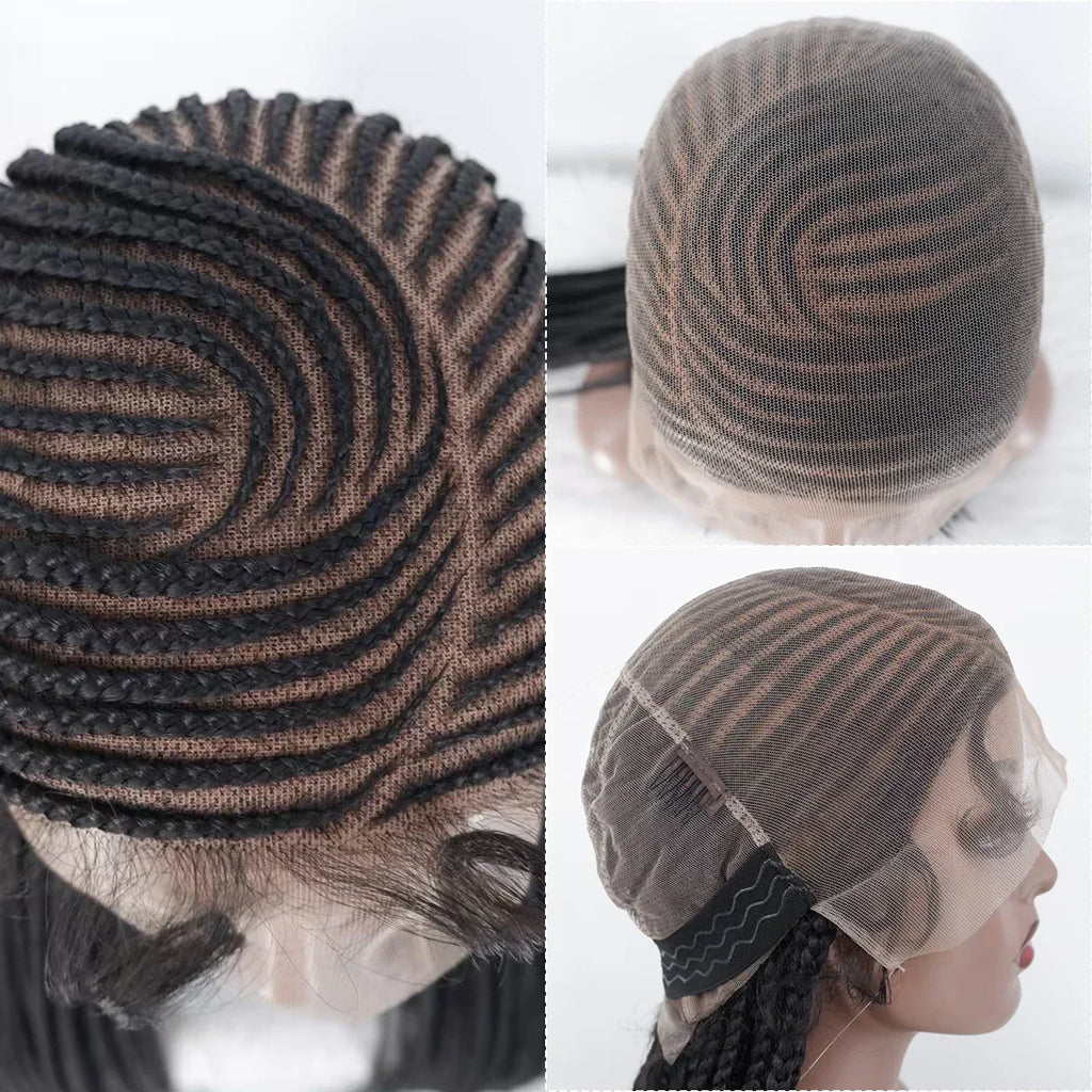 34" 360 HD Lace Braided Wig | Knotless Braids | Kanekalon Synthetic Hair | Choose Lace Color