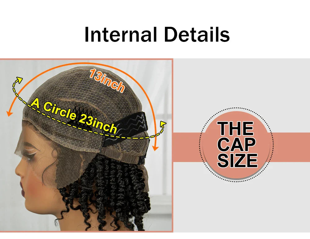 10" Natural Twist Braids Wig | Full Lace | Baby Hair | Short Braided Style