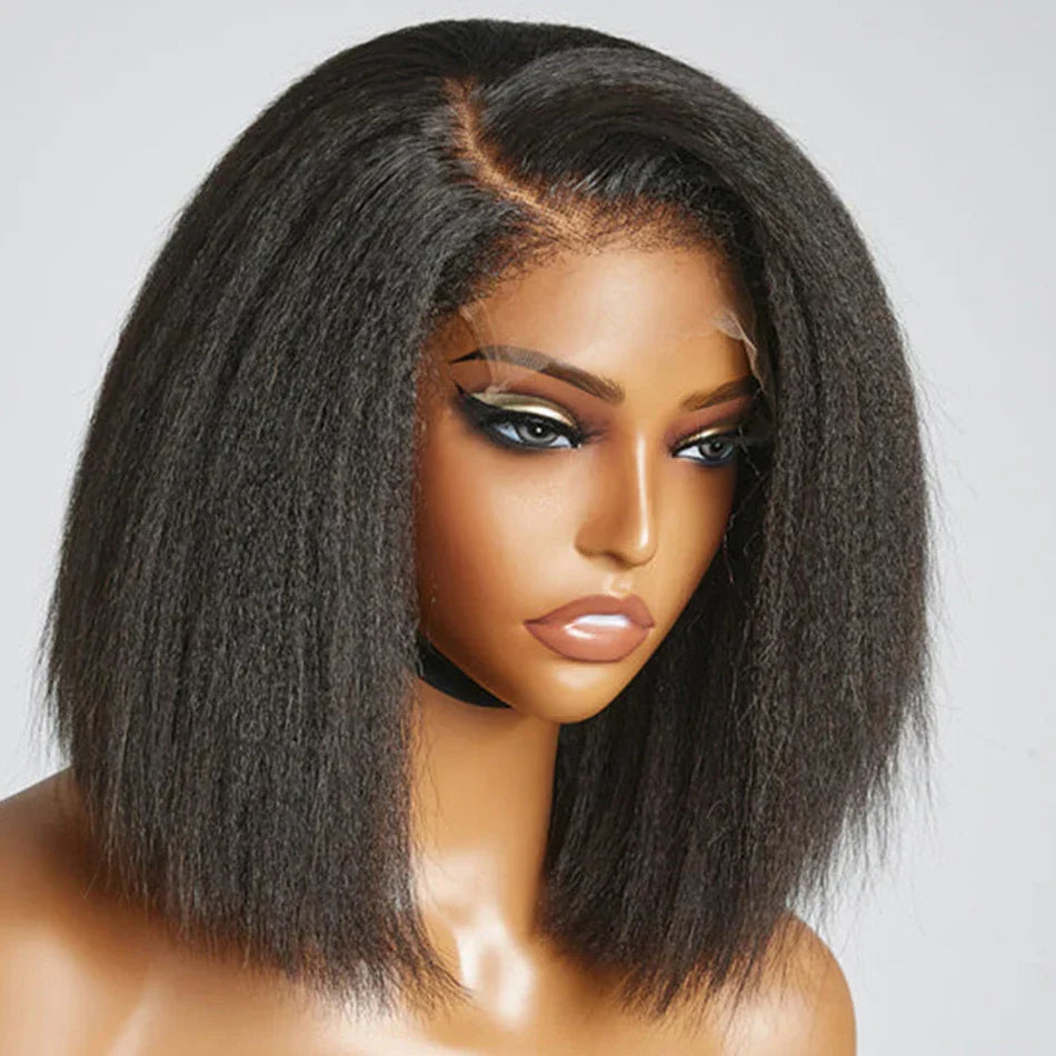 13x4 Glueless Kinky Straight Bob Wig | Ready-to-Wear | Brazilian Remy Human Hair