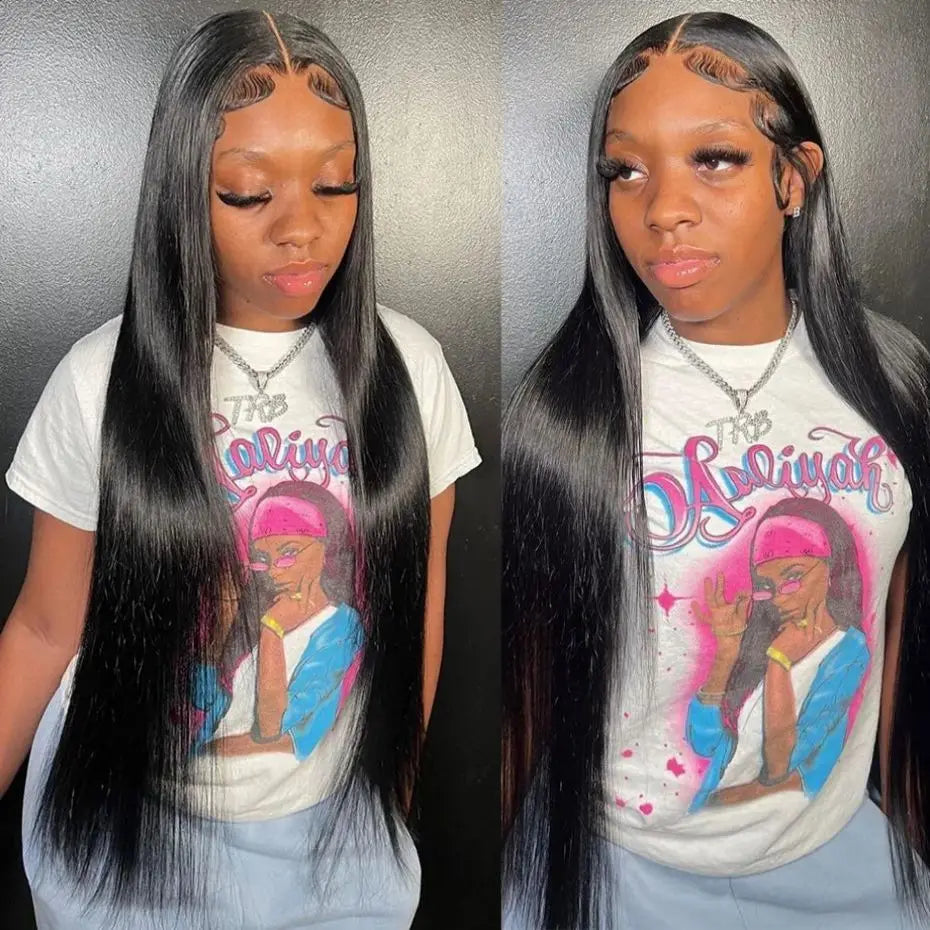 180% Density Straight Human Hair Wigs | HD 4x4 Lace Closure & 13x4/13x6 Lace Frontal Wig (Remy, 30-36 Inch Transparent Lace)