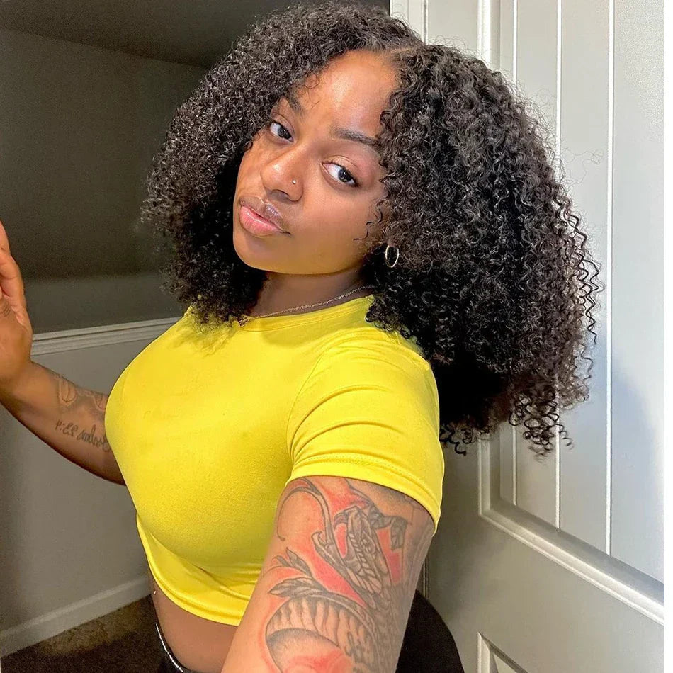 10A 6x4 Glueless HD Lace Front Kinky Curly Wig | Pre-Plucked | Bleached Knots | 210% Density | Ready to Wear | Brazilian Remy Hair