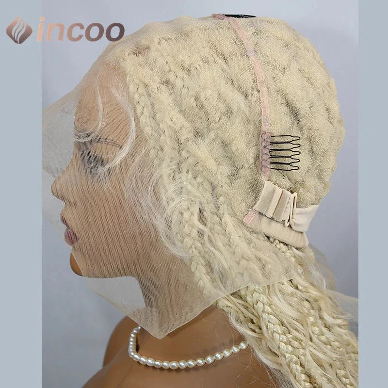 613 Blonde & Burgundy Butterfly Braids Wig | 36" Full Lace | Goddess Locs & Box Braids