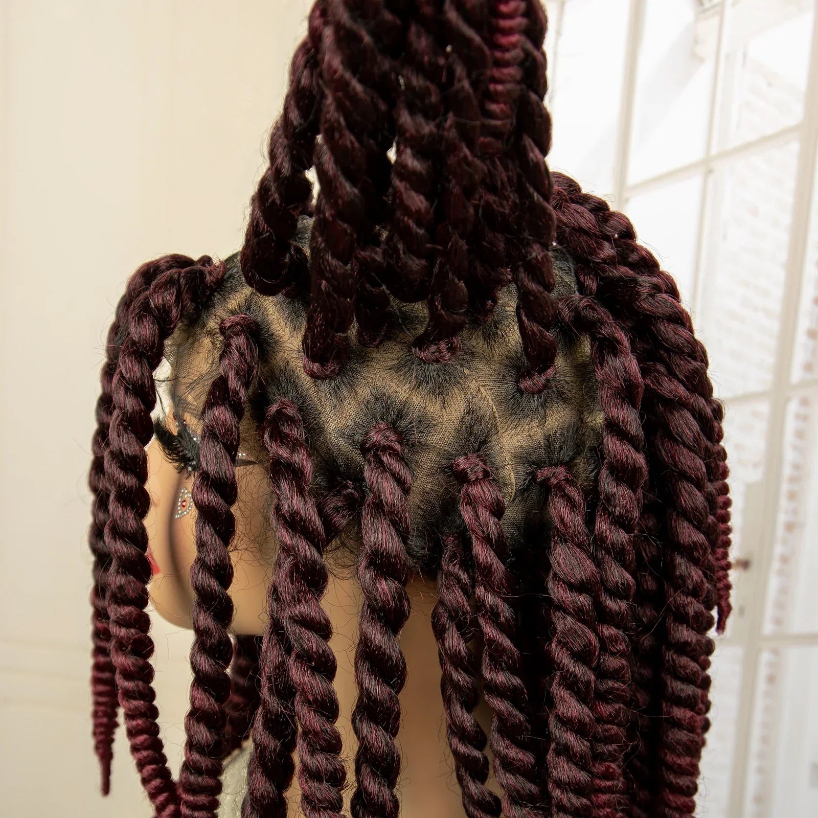 16 Inch Brown Twisted Braided Bob Wig | Full Lace | Kanekalon Fiber | For Black Women