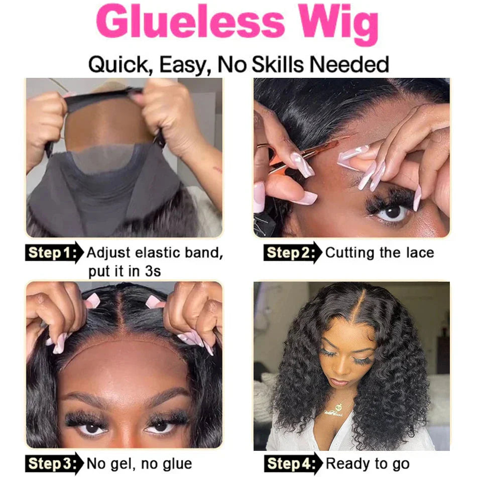 12A Water Wave Bob Wig | Glueless Lace Front Wig | Brazilian Remy Hair | Pre-Plucked