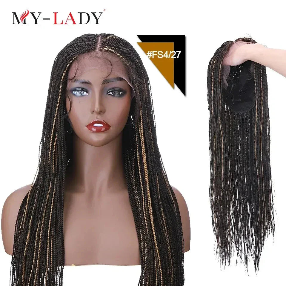 30" Box Braids Lace Front Wig | Baby Hair | Afro Synthetic Braids | Black Women
