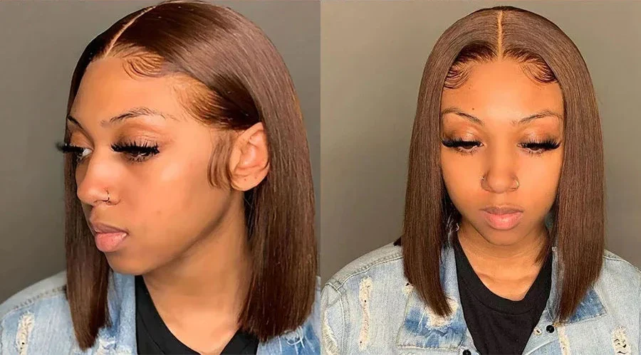 #4 Chocolate Brown Bob Wig | Glueless | Ready To Wear | Brazilian Hair | Human Hair | Straight | Invisible | Closure Wigs For Women