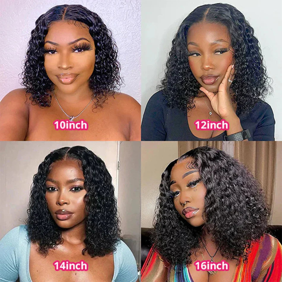 13x4 Deep Wave Bob Wig | Glueless Lace Front | Brazilian Remy Human Hair | Transparent Lace