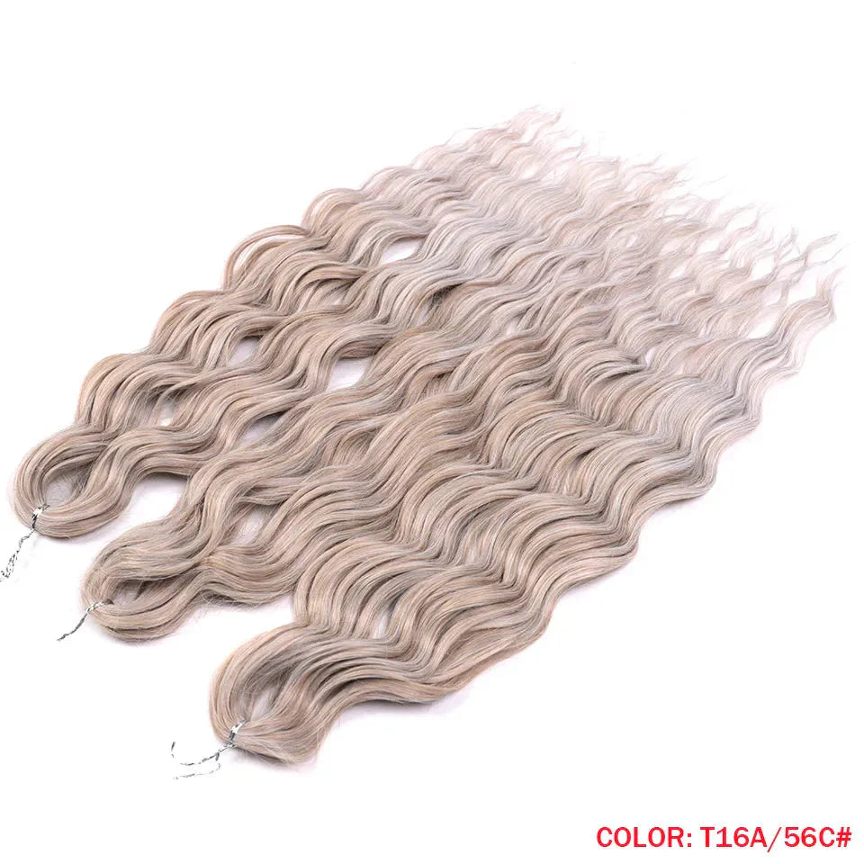 24" Orange Twist Crochet Hair | Synthetic Deep Wave Braiding Hair Extensions | Water Wave Hair | Heat Resistant Fiber | 60 Strands/Pack