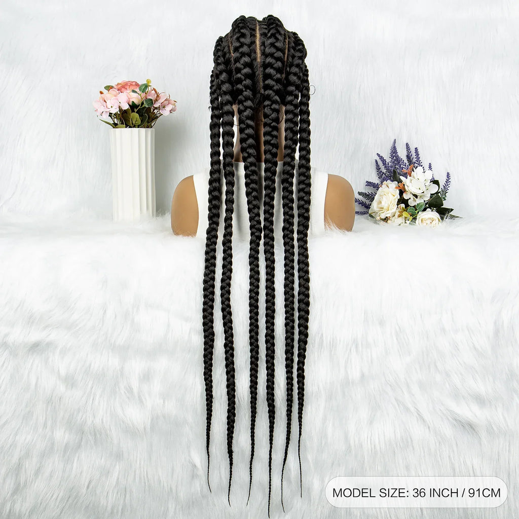 36" Blonde Knotless Box & Cornrow Braids Wig | Lace Front