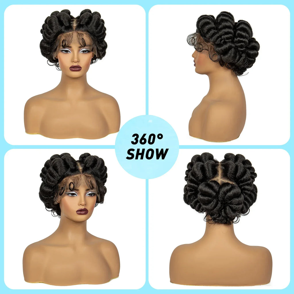 350# Ginger Orange Bantu Knotless Braids Wig | Full Lace | Baby Hair