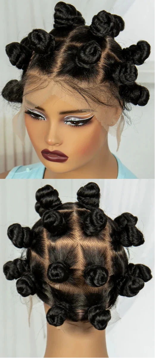 3-in-1 Handmade Bantu Braids Wig | Faux Locs Option | Full Lace | Baby Hair