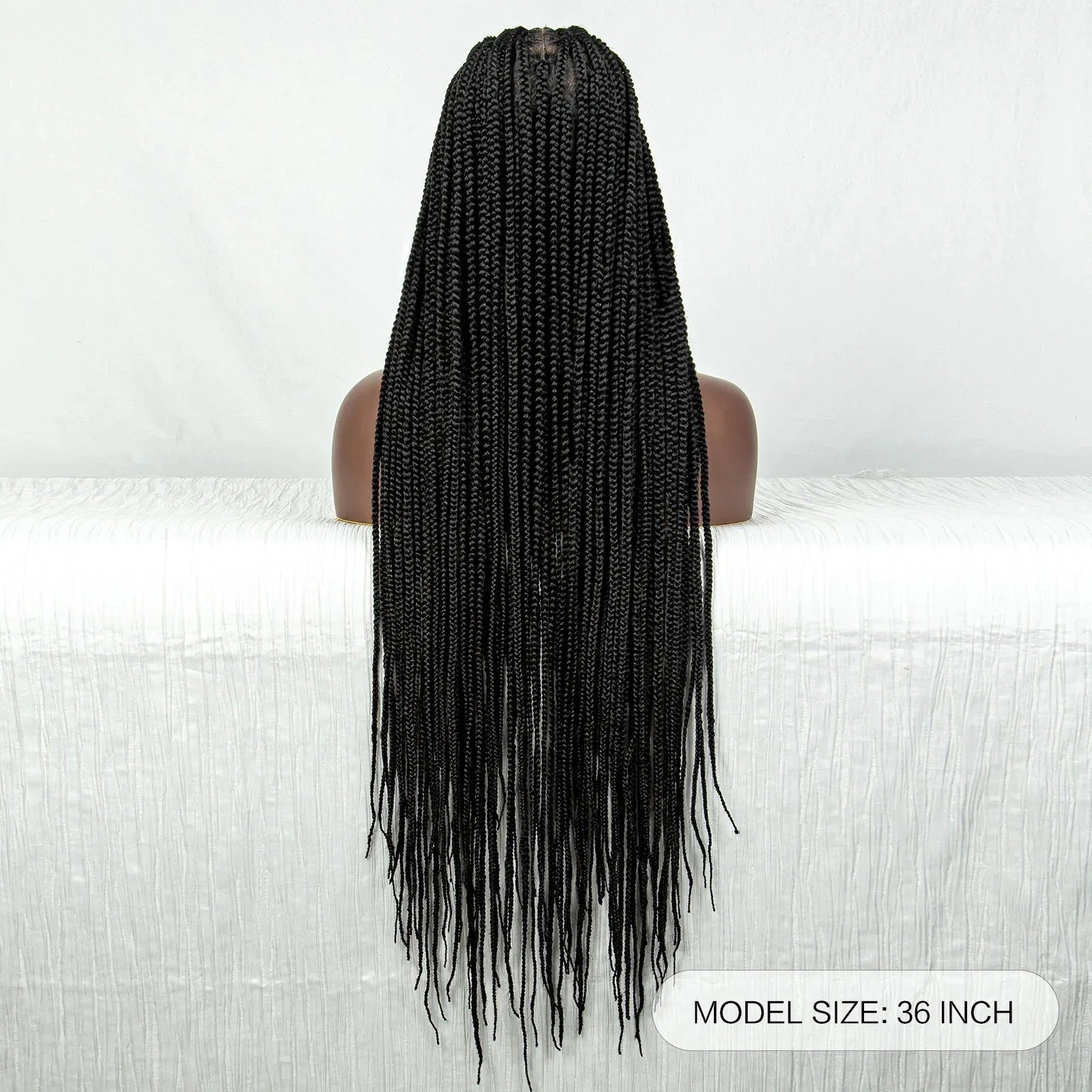 36" Full Lace Box Braided Cornrow Wig | Long Straight Braids | Baby Hair | Synthetic Afro Braiding Wig