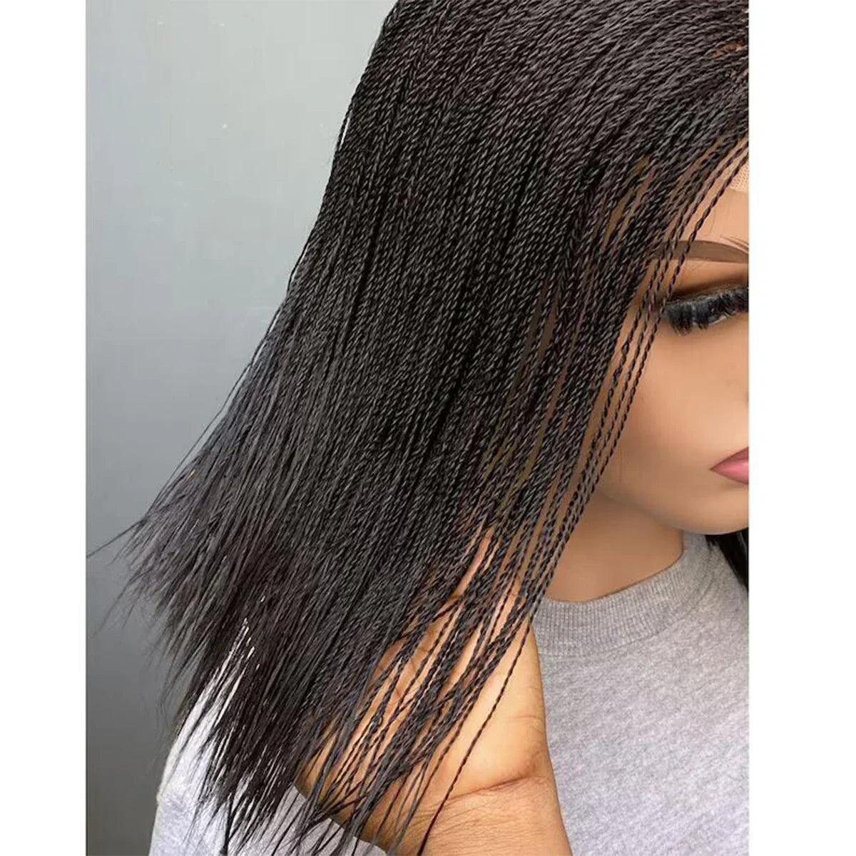 8-10" Micro Twist Braided Wig | 2*6 Lace Center Part | Braided Lace Front Wig | Kanekalon Fiber