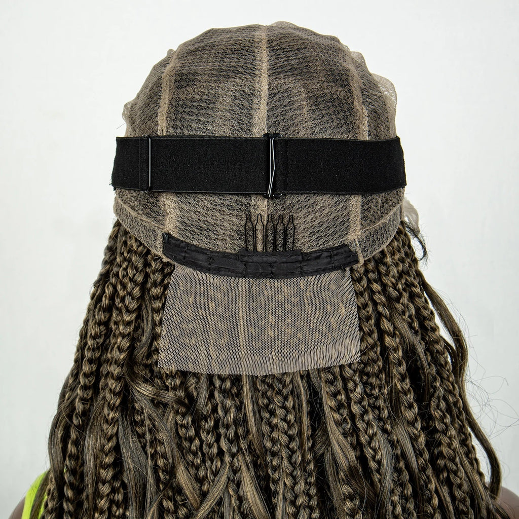 34" Ombre Curly Braids Wig | 1B/27 | Deep Wave | Full Lace | Baby Hair