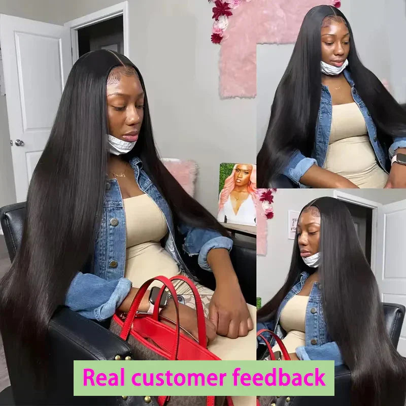 250% Density HD Lace Frontal Wig | Super Double Drawn Straight Virgin Human Hair | Natural Black
