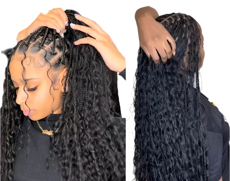 36" Ombre Goddess Locs Braids Wig | 360 Lace Front | Baby Hair | Bohemian Style
