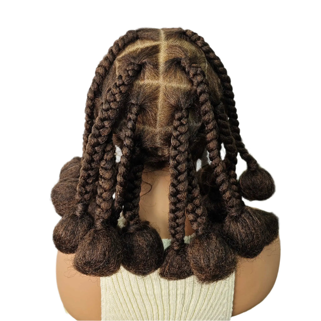 12" Ombre #27 Synthetic Braided Wig - Transparent Lace Front, Box Braids, Baby Hair