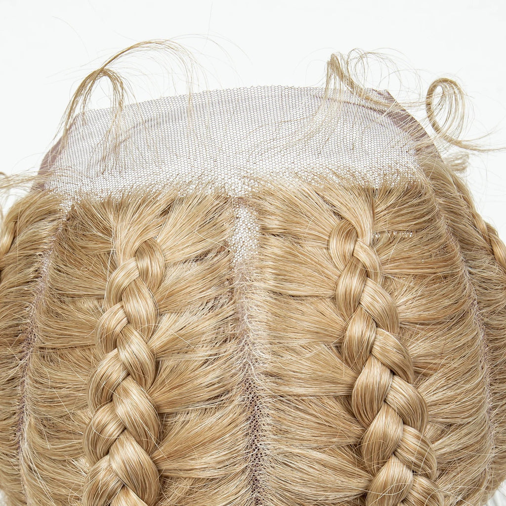 22" Box Braids Full Lace Wig | Two Curly Ponytails | Baby Hair | Synthetic Braided Wig