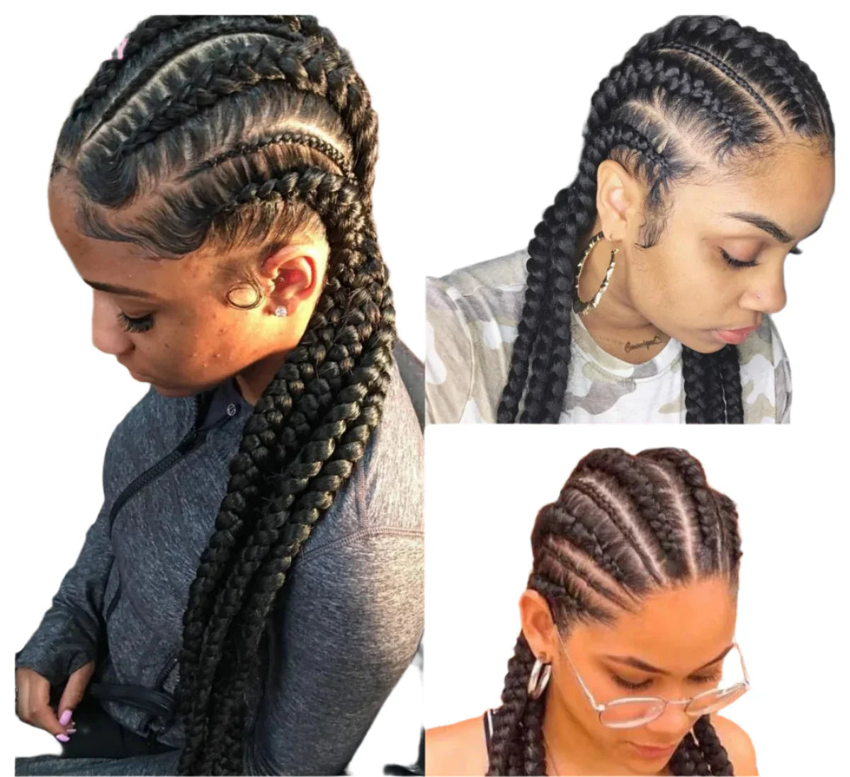 36" Cornrows & Box Braids Wig | #27 Honey Blonde | Knotless Braids | Full Lace | Synthetic Hair | Black Women