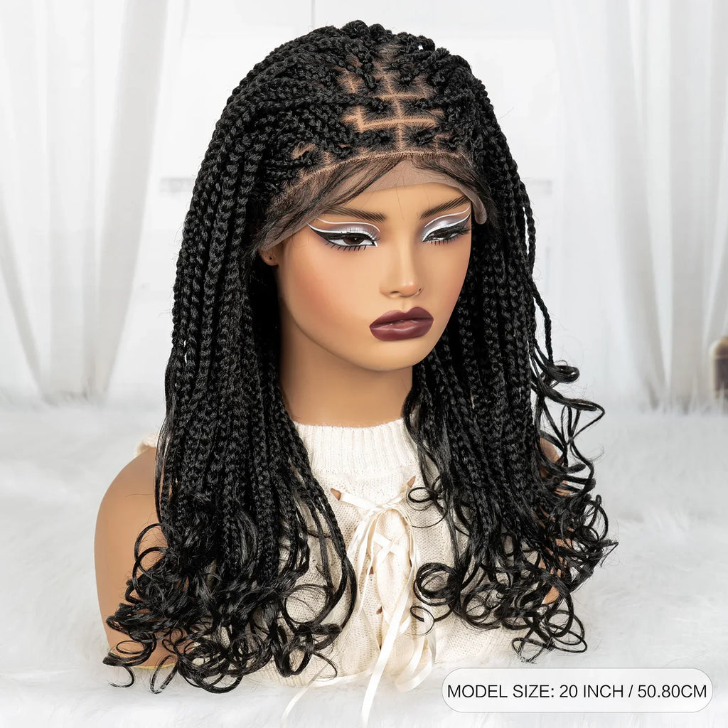 9x6 Lace Front Knotless Braids Wig with Curly Ends | Blended Box Braids