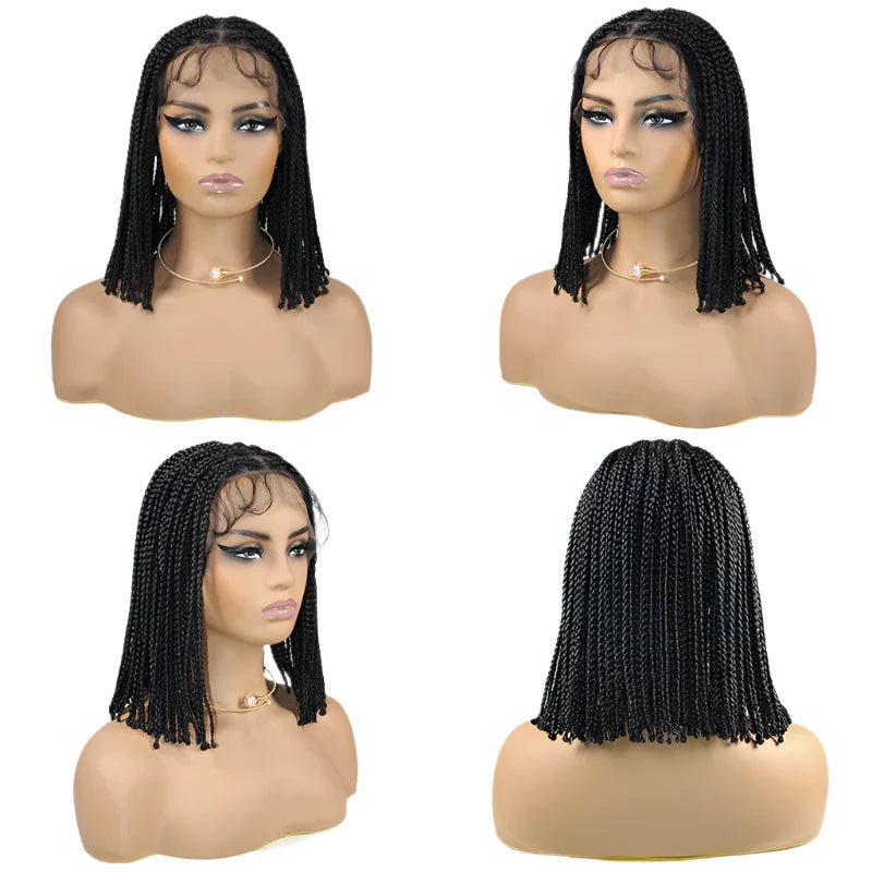 10" Dreadlock Bob Braided Wig | Knotless Cornrows & Box Braids | Full Lace Front | Baby Hair | Synthetic Hair