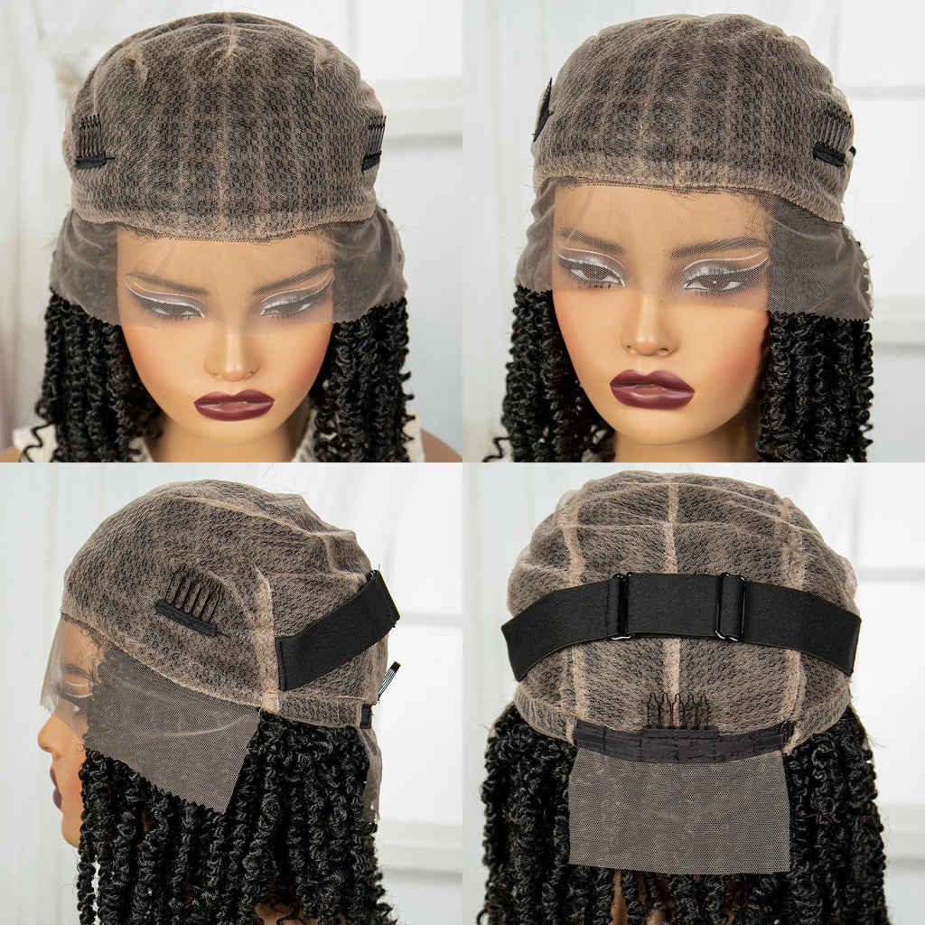 14" Full Lace Twisted Braids Wig with Baby Hair | Natural Looking Synthetic Lace Frontal Braided Wig for Black Women