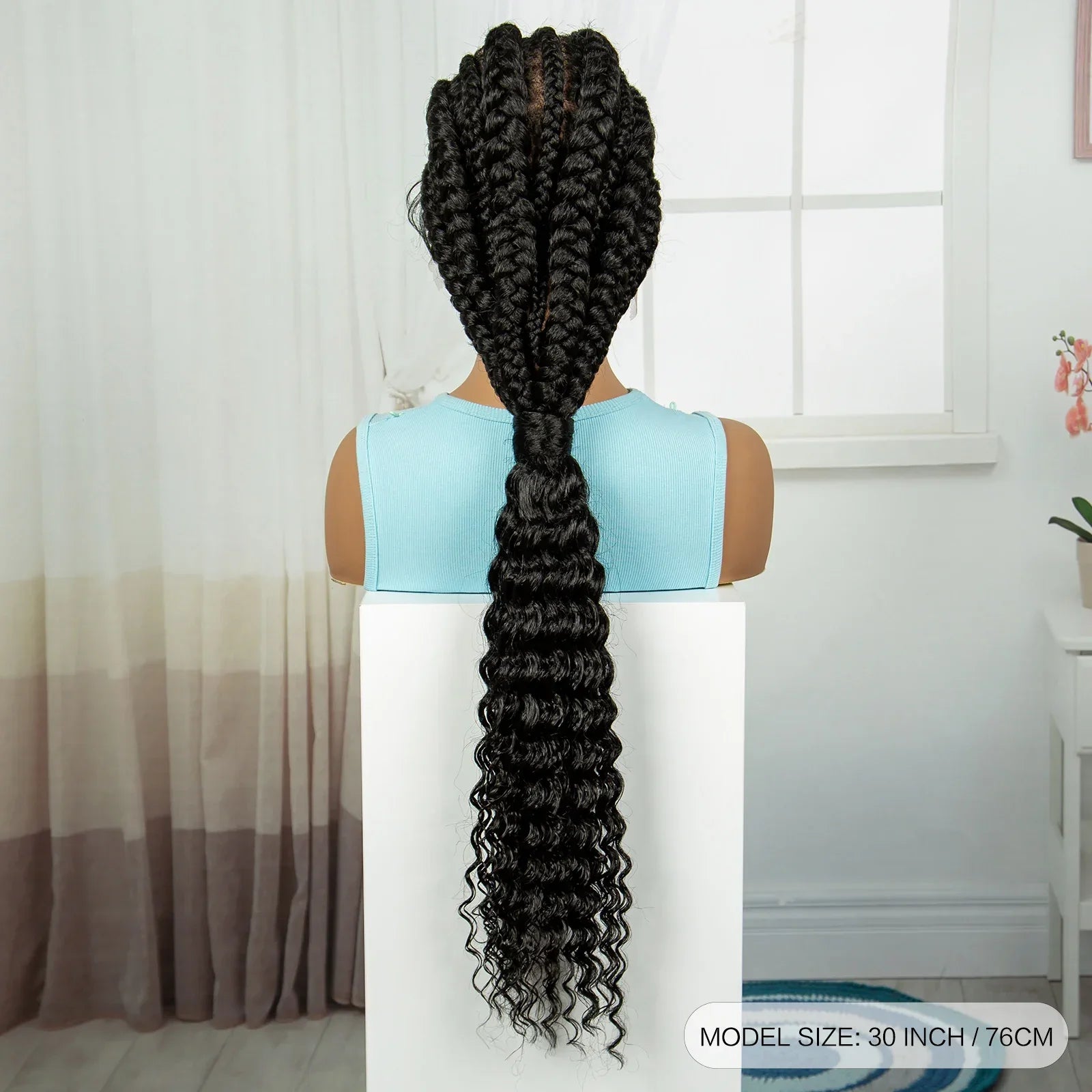 30" Cornrow Knotless Ponytail Braids Wig | Full Lace Frontal