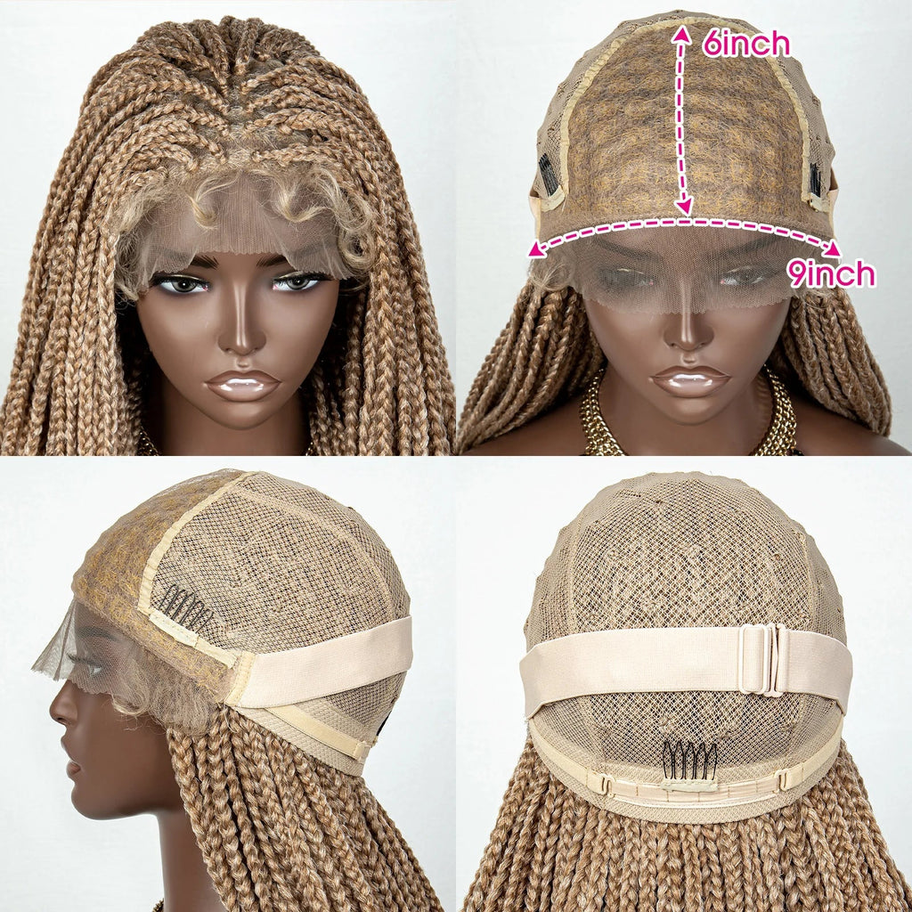 36" 613 Blonde Braided Wig | Lace Front | Baby Hair | Colored Braids