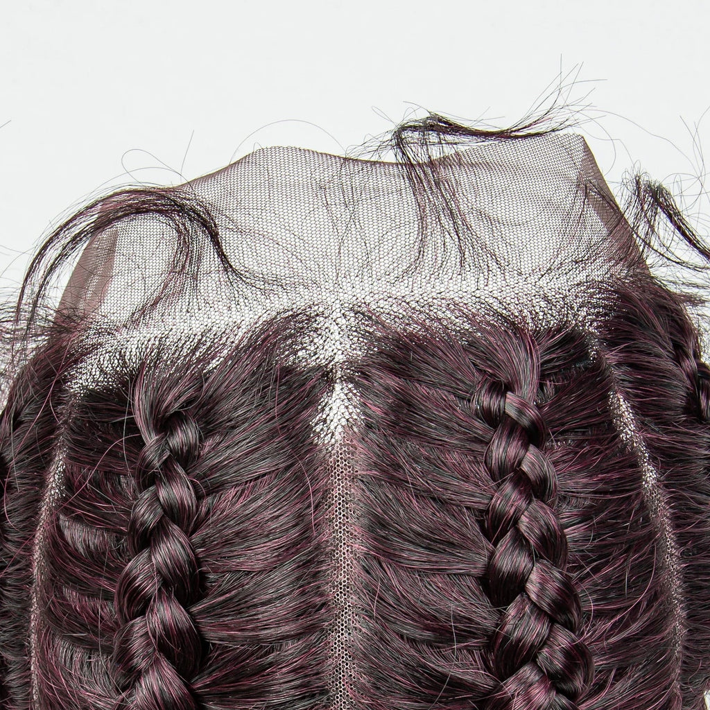 22" Box Braids Full Lace Wig | Two Curly Ponytails | Baby Hair | Synthetic Braided Wig